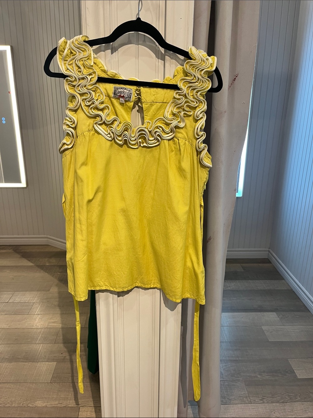 Baraschi Bright Yellow Ruffled Sleeveless Top